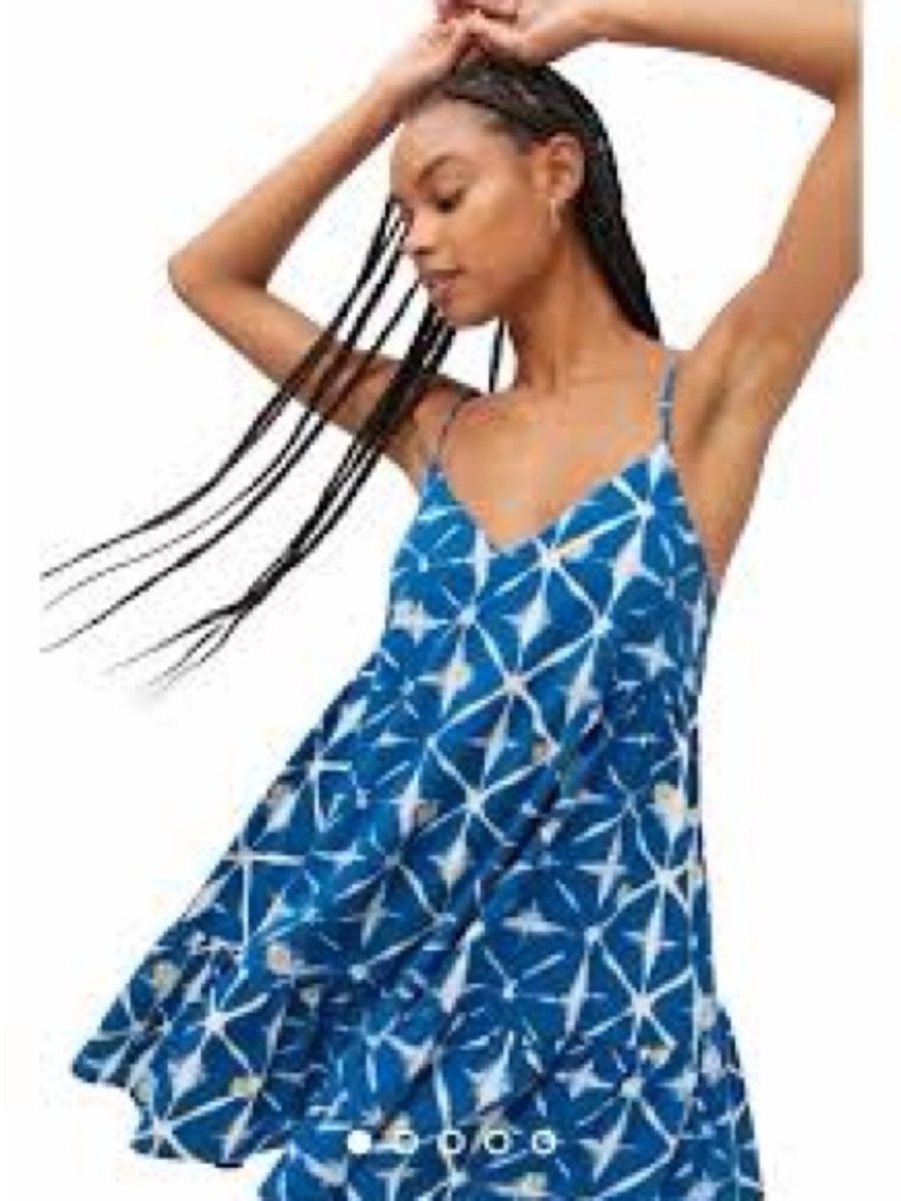 Urban Outfitters Blue & White Printed Spaghetti-Strap Mini Dress
